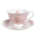Clayre & Eef Cup and Saucer 200 ml Pink White Porcelain Roses