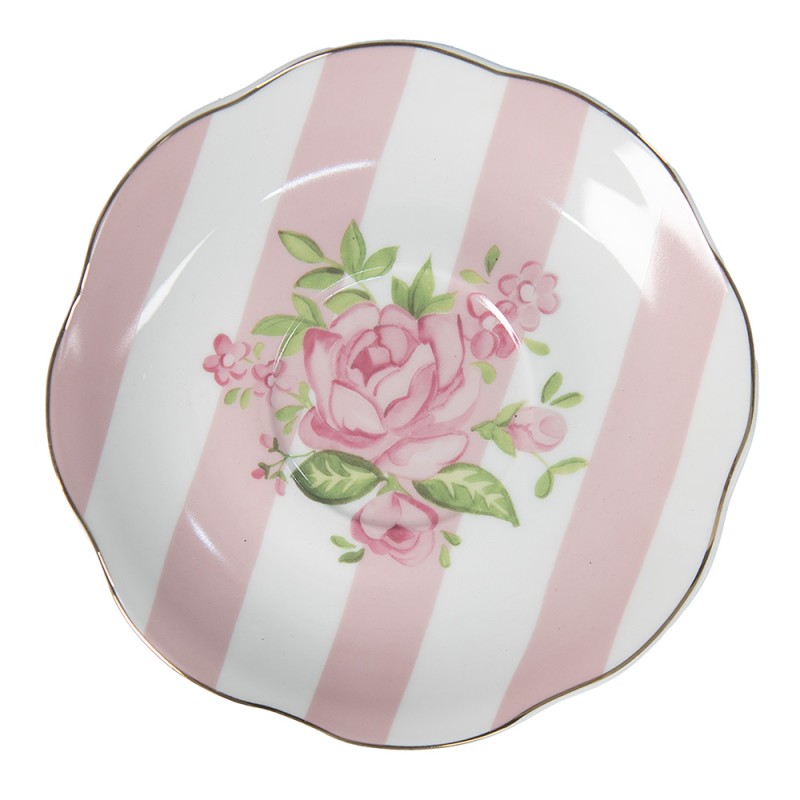 Clayre & Eef Cup and Saucer 200 ml Pink White Porcelain Roses