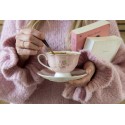Clayre & Eef Cup and Saucer 200 ml Pink White Porcelain Roses