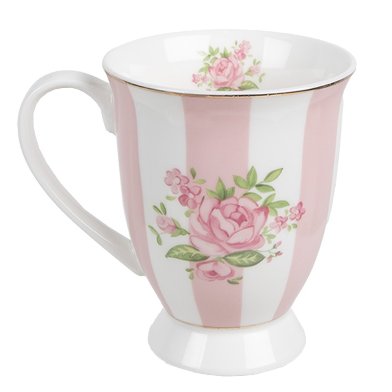 Clayre & Eef Mug 300 ml Pink Purple Porcelain Roses