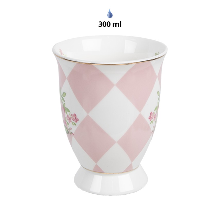 Clayre & Eef Mug 300 ml Pink White Porcelain Roses