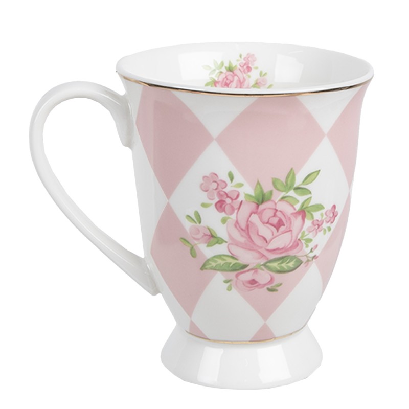 Clayre & Eef Mug 300 ml Pink White Porcelain Roses