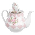 Clayre & Eef Théière 1000 ml Rose Blanc Porcelaine Roses