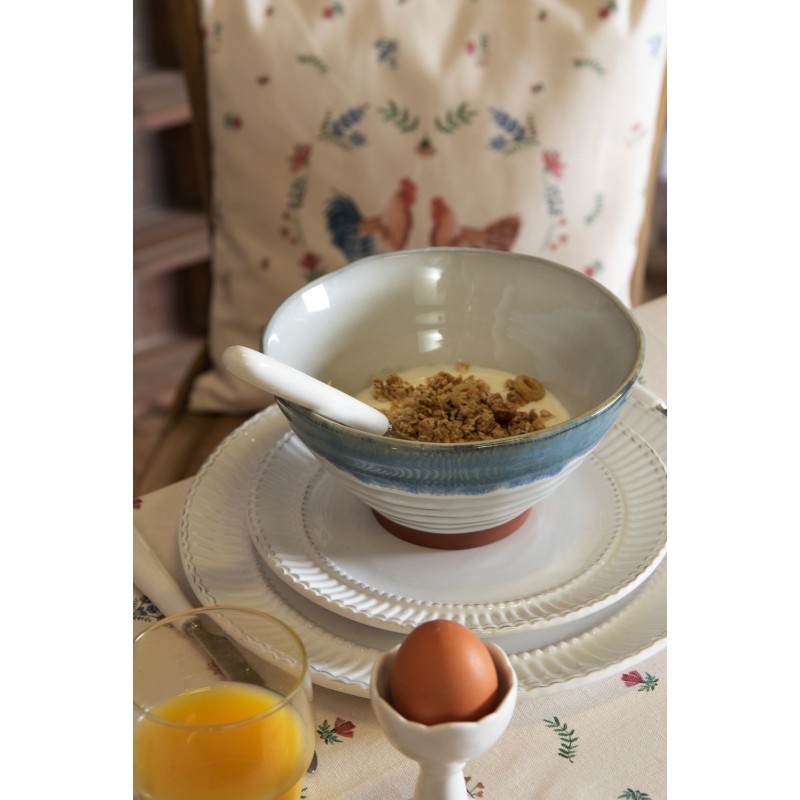 Clayre & Eef Assiette de petit déjeuner Ø 21 cm Blanc Dolomite Rond