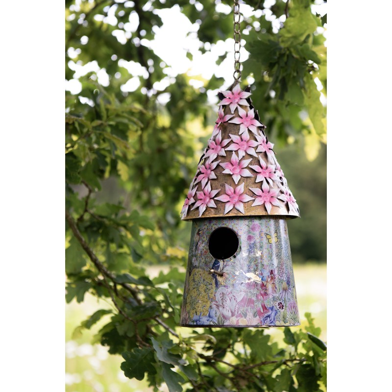 Clayre & Eef Nichoir Ø 17x33/70 cm Rose Fer Rond