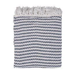 Clayre & Eef Plaid  125x150 cm Beige Blauw Katoen Zigzag