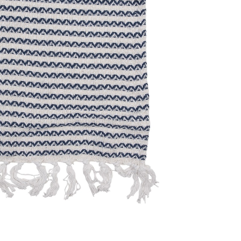 Clayre & Eef Plaid 125x150 cm Beige Blu  Cotone Zigzag
