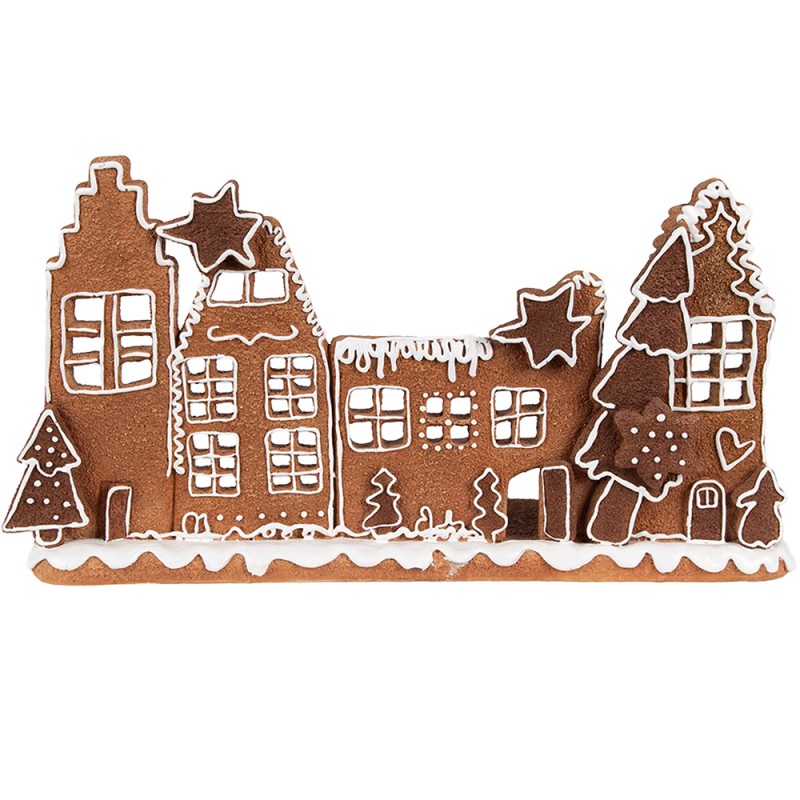 Clayre & Eef Porte-bougie Maison en pain d'épices 27x9x15 cm Marron Plastique