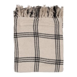 Clayre & Eef Plaid  125x150 cm Beige Zwart Katoen Ruiten