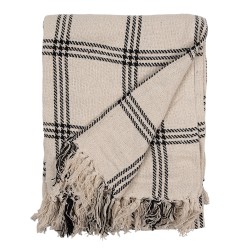 Clayre & Eef Plaid  125x150 cm Beige Zwart Katoen Ruiten