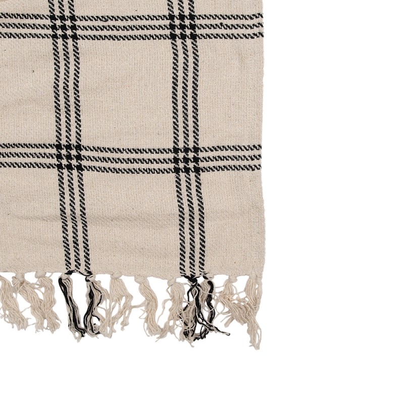 Clayre & Eef Plaid  125x150 cm Beige Zwart Katoen Ruiten