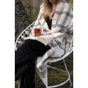 Clayre & Eef Plaid  125x150 cm Beige Zwart Katoen Ruiten