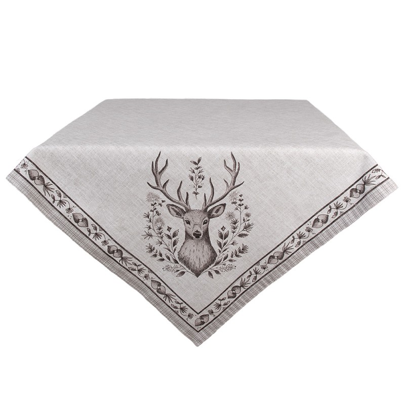 Clayre & Eef Tischdecke 100x100 cm Beige Baumwolle Hirsch