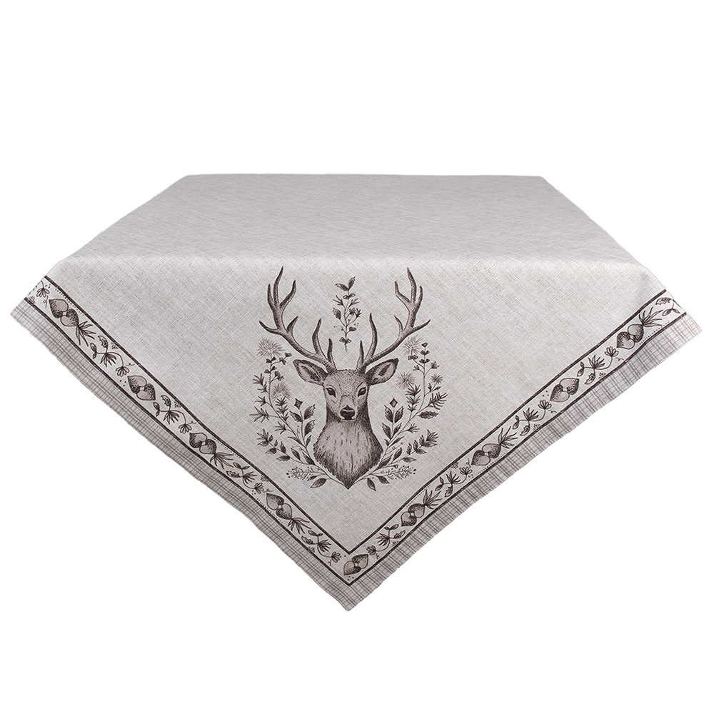 Clayre&Eef Tafelkleed 100x100 cm Beige Katoen Hert afbeelding