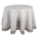 Clayre & Eef Tablecloth Ø 170 cm Beige Cotton Round Deer