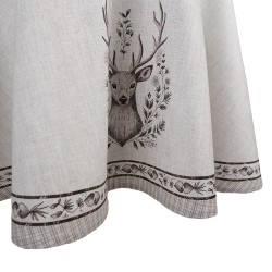 Clayre & Eef Tablecloth Ø 170 cm Beige Cotton Round Deer