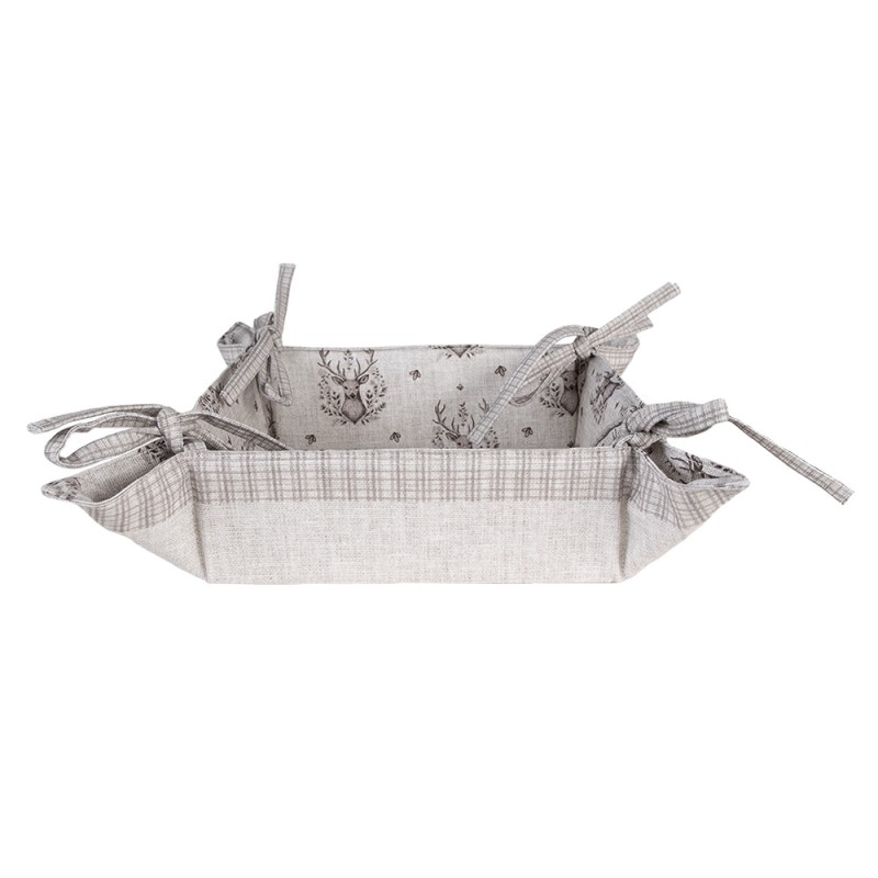 Clayre & Eef Cestino del pane 35x35x8 cm Beige Cotone Quadrato Cervo