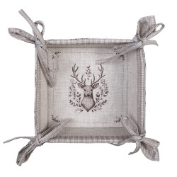 Clayre & Eef Bread Basket 35x35x8 cm Beige Cotton Square Deer