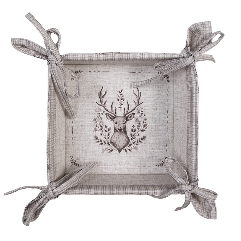 Clayre & Eef Cestino del pane 35x35x8 cm Beige Cotone Quadrato Cervo