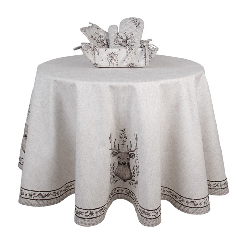 Clayre & Eef Cestino del pane 35x35x8 cm Beige Cotone Quadrato Cervo