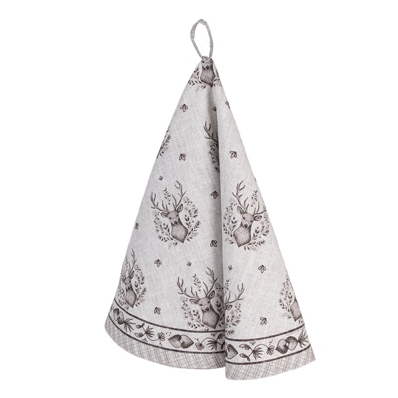 Clayre & Eef Geschirrtuch Ø 80 cm Beige Baumwolle Rund Hirsch