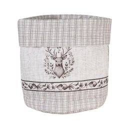 Clayre & Eef Bread Basket Ø 15x16 cm Beige Cotton Round Deer