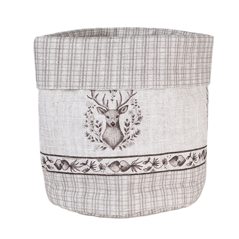 Clayre & Eef Corbeille à pain Ø 15x16 cm Beige Coton Rond Cerf