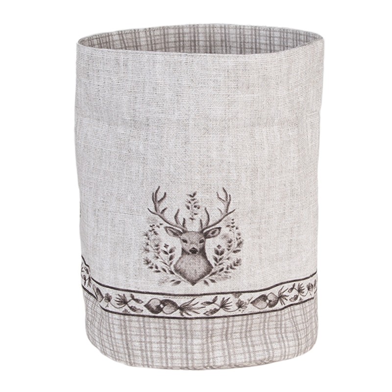 Clayre & Eef Corbeille à pain Ø 15x16 cm Beige Coton Rond Cerf