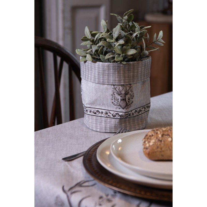 Clayre & Eef Corbeille à pain Ø 15x16 cm Beige Coton Rond Cerf