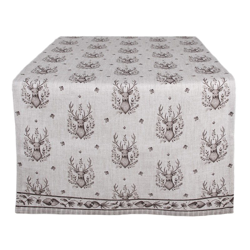 Clayre & Eef Table Runner 50x140 cm Beige Cotton Deer