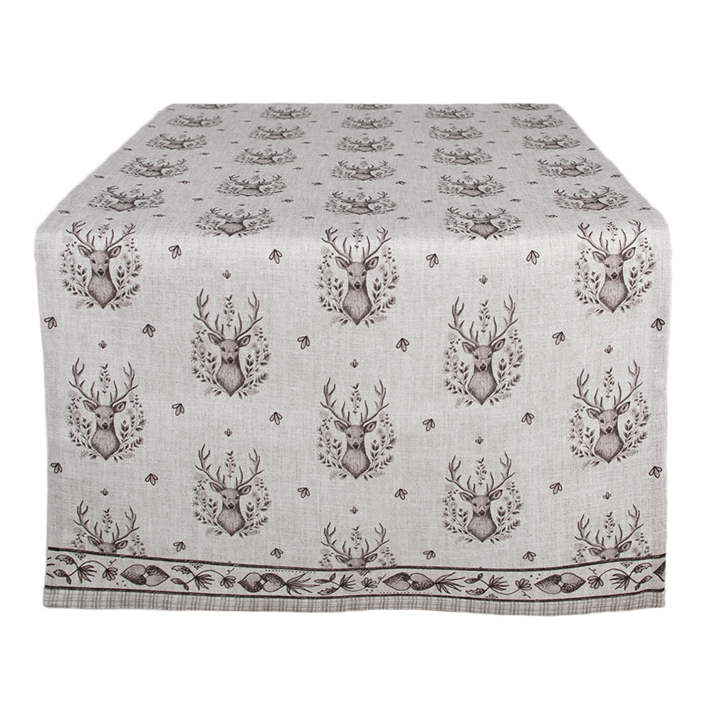 Clayre&Eef Tafelloper 50x140 cm Beige Katoen Hert afbeelding
