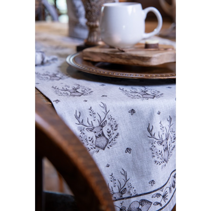 Clayre & Eef Table Runner 50x140 cm Beige Cotton Deer