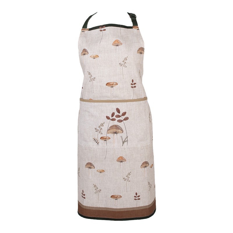 Clayre & Eef Kitchen Apron 70x85 cm Beige Cotton Mushrooms