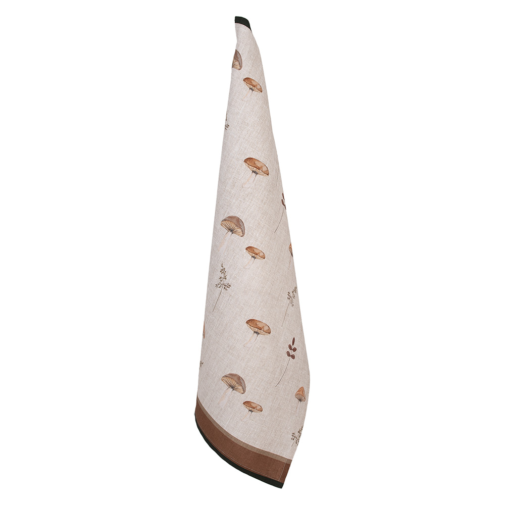 Clayre&Eef Theedoek 50x70 cm Beige Katoen Paddenstoelen afbeelding