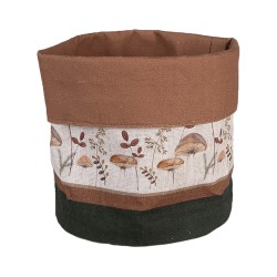 Clayre & Eef Bread Basket Ø 15x16 cm Beige Cotton Round Mushrooms