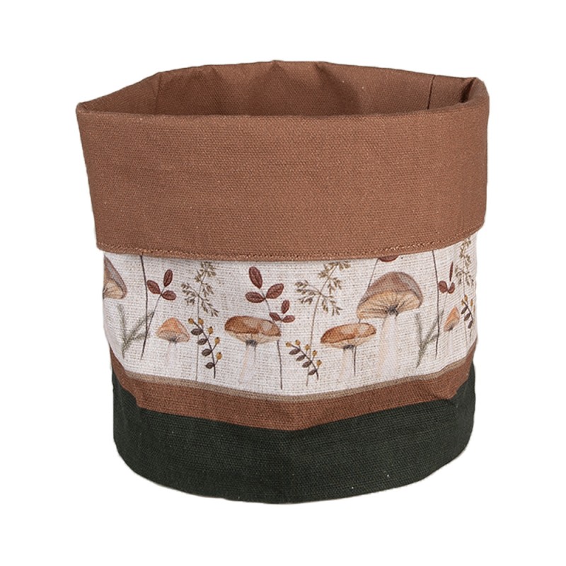 Clayre & Eef Corbeille à pain Ø 15x16 cm Beige Coton Rond Champignons