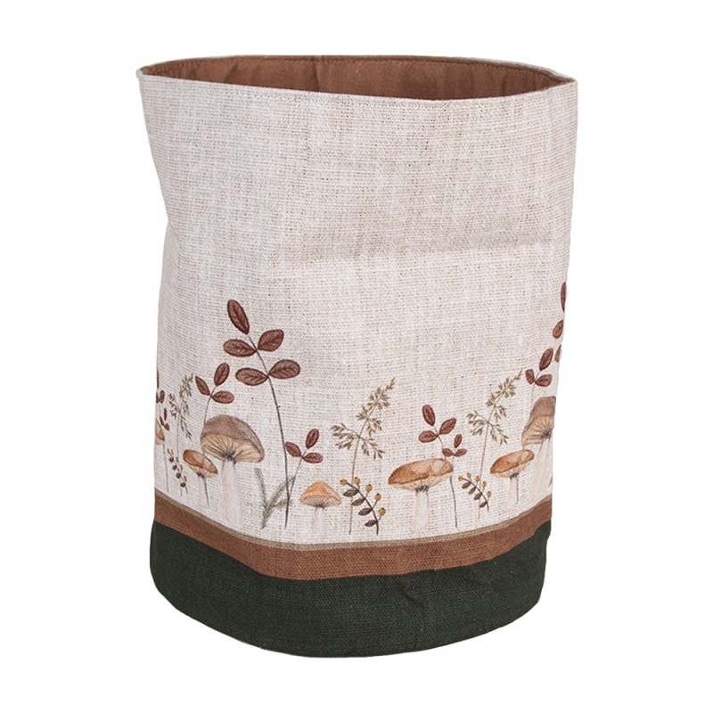 Clayre & Eef Corbeille à pain Ø 15x16 cm Beige Coton Rond Champignons