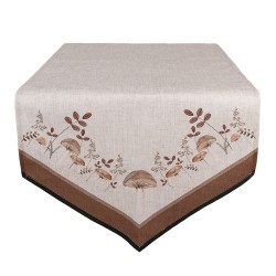 Clayre & Eef Chemin de table 50x160 cm Beige Coton Champignons