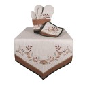 Clayre & Eef Table Runner 50x160 cm Beige Cotton Mushrooms
