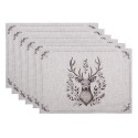 Clayre & Eef Sets de table set de 6 48x33 cm Beige Coton Cerf