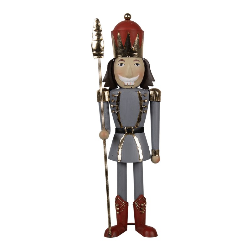 Clayre & Eef Christmas Decoration Nutcracker 36 cm Grey Red Iron