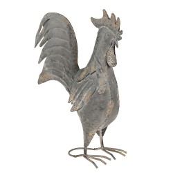 Clayre & Eef Decorazione da giardino Gallo 30x14x40 cm Grigio Ferro