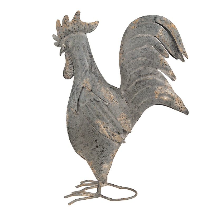 Clayre & Eef Decorazione da giardino Gallo 30x14x40 cm Grigio Ferro