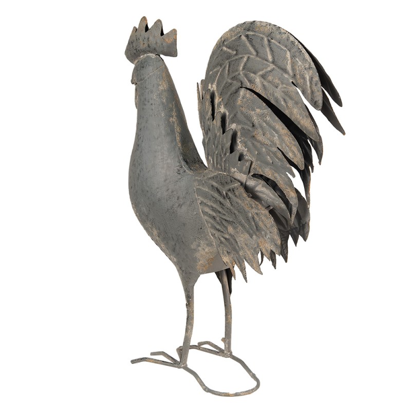 Clayre & Eef Garden Decoration Rooster 34x14x42 cm Grey Iron