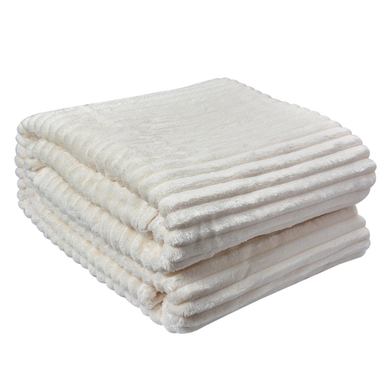 Clayre & Eef Throw Blanket 180x200 cm White Polyester