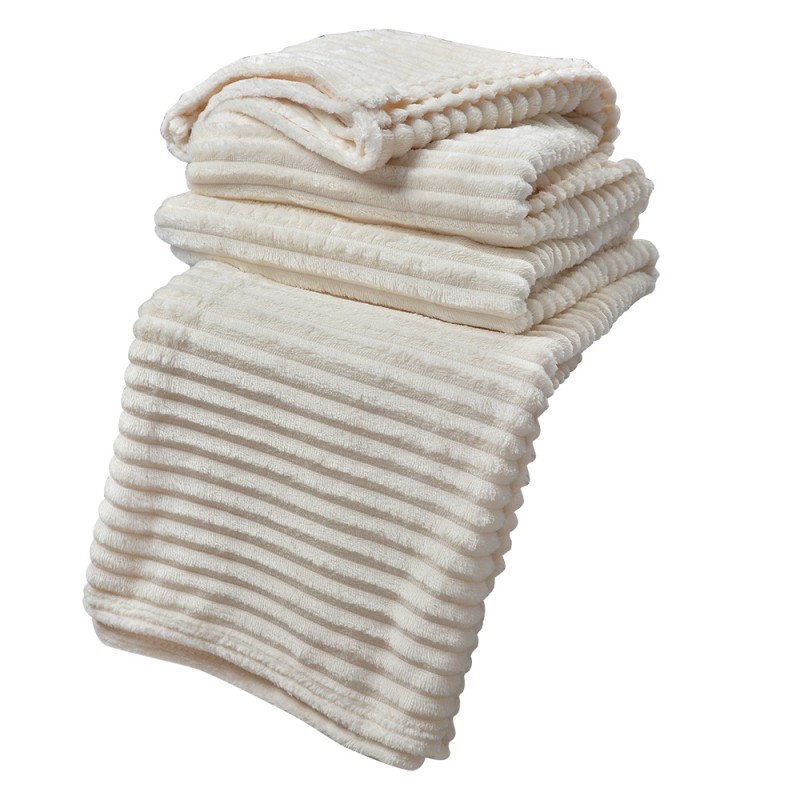 Clayre & Eef Throw Blanket 180x200 cm White Polyester