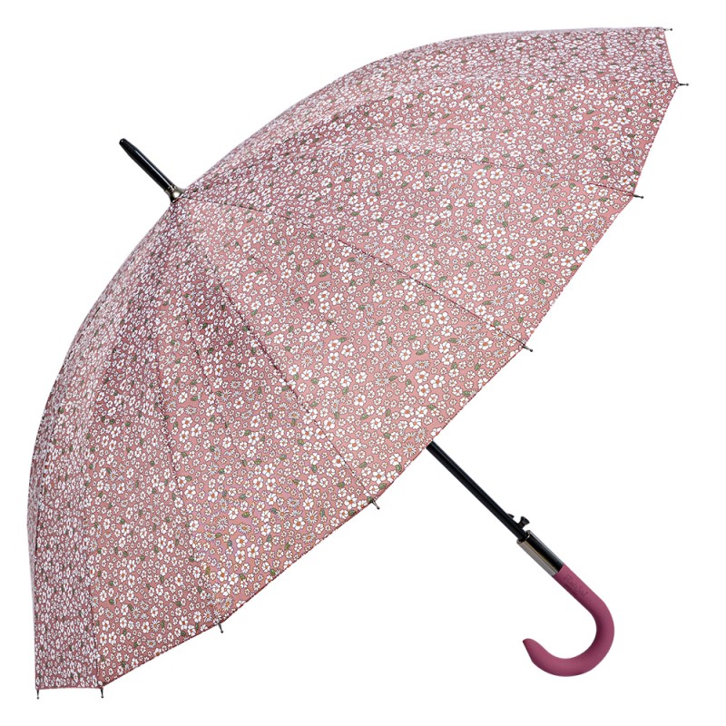Clayre & Eef Erwachsenen-Regenschirm 90 cm Rosa Synthetisch Blumen