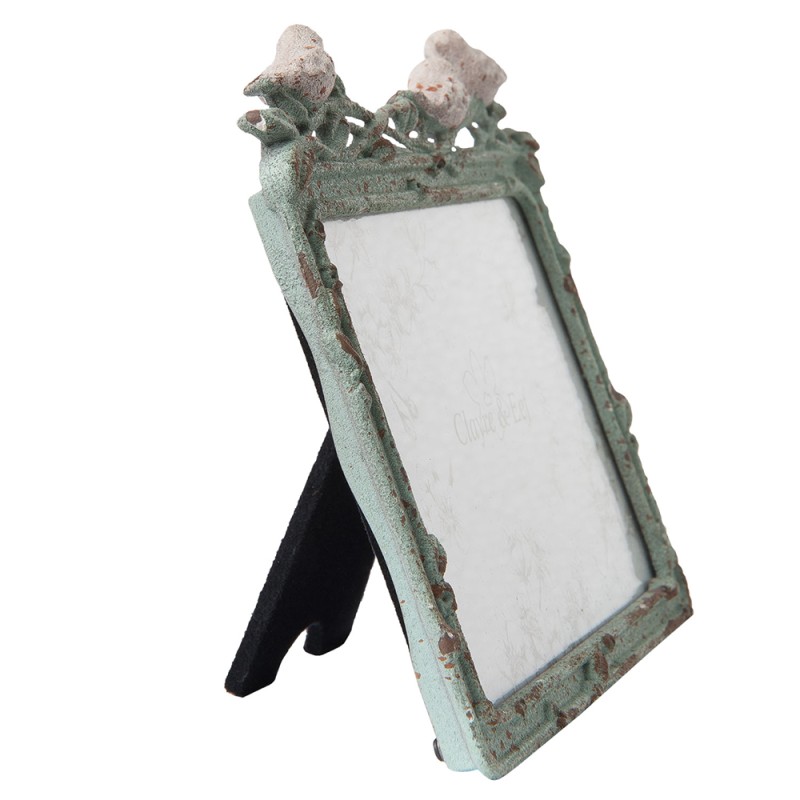 Clayre & Eef Cadre photo 13x9 cm Vert Fer Rectangle Oiseau