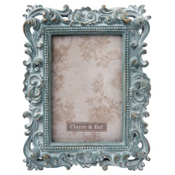 Clayre & Eef Photo Frame 10x15 cm Turquoise Plastic Rectangle