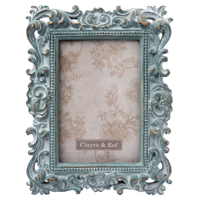 Clayre & Eef Photo Frame 10x15 cm Turquoise Plastic Rectangle